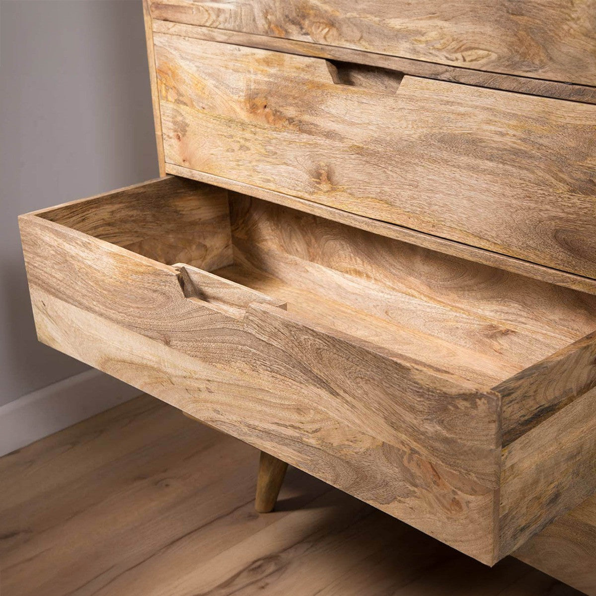 Solid Mango Wood 5 Drawer Chest Of Drawer for Living Room