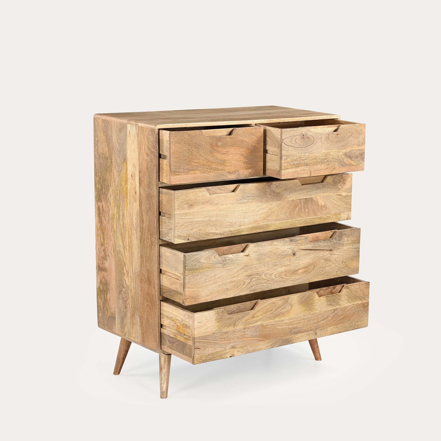 Solid Mango Wood 5 Drawer Chest Of Drawer for Living Room