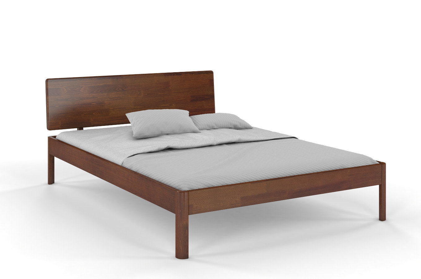 Solid Wood King Size Bed In Brown Teak Finish