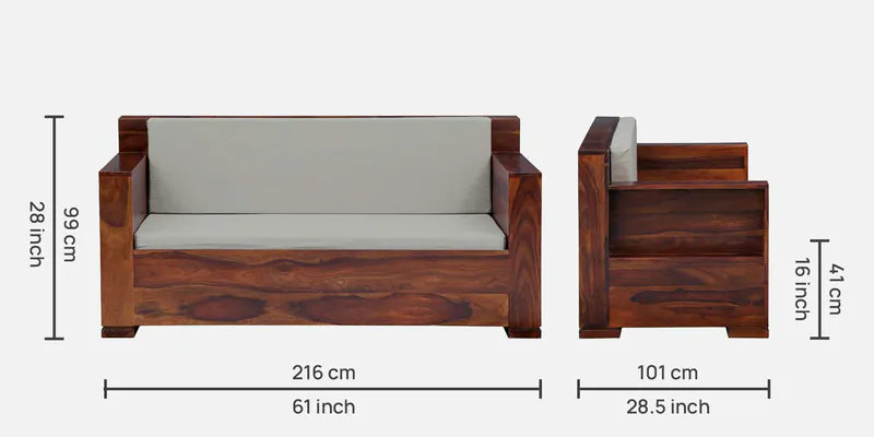 Eli Solid Wood 3 Seater Sofa In Provincial Teak Finish For Living Room Furniture