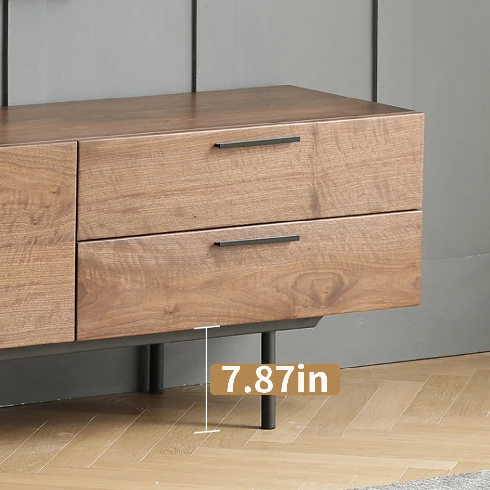 Solid Wood 4 Door 2 Drawer Tv Cabinet In Teak Finish for living room