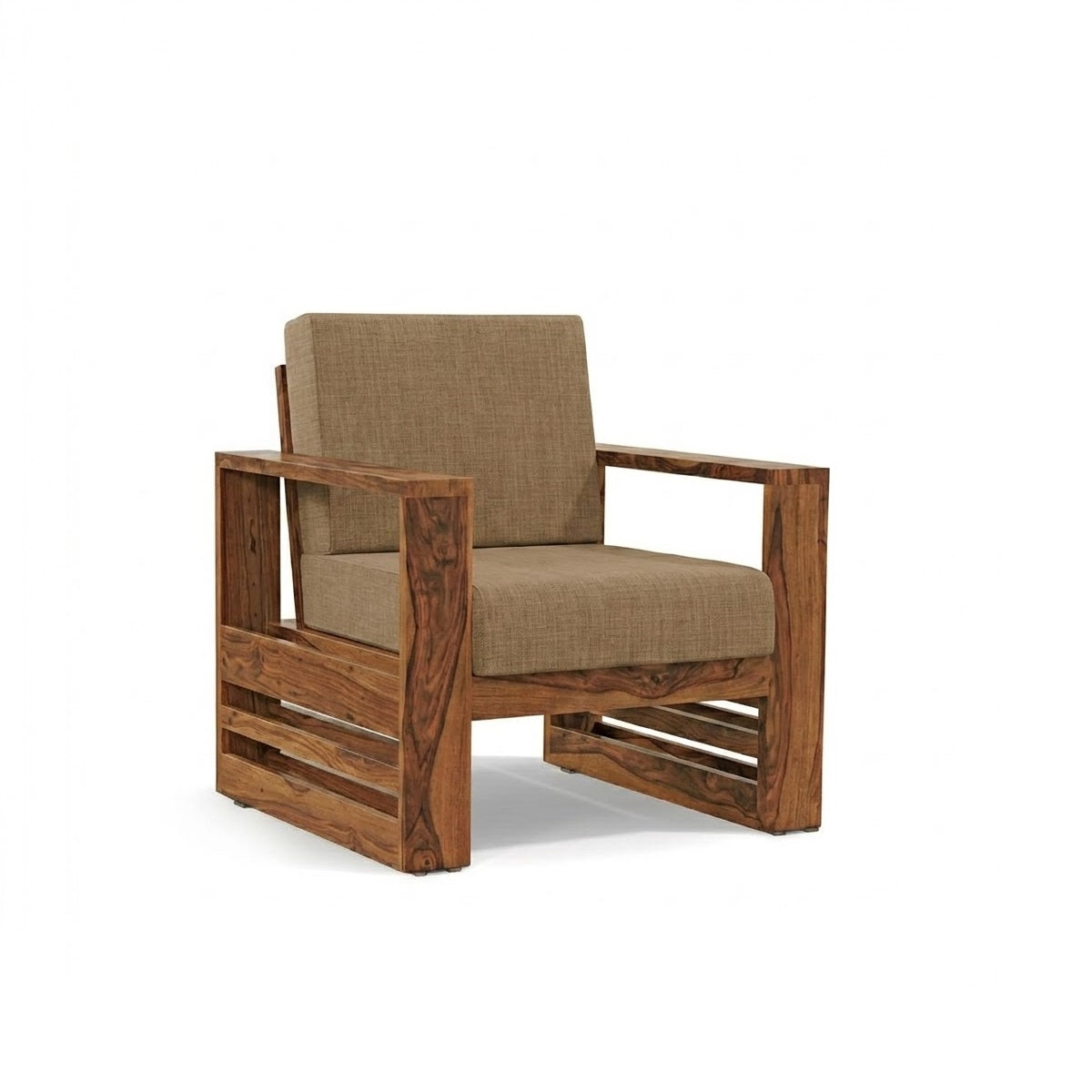 Aspen Sheesham Solid Wood 5 Seater Sofa Set In Natural Teak Finish