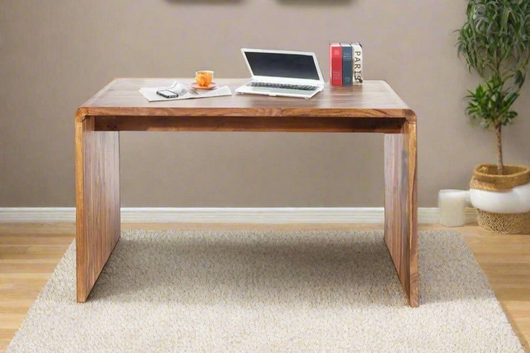 Jax Sheesham Wood Large Study Table | Computer Table | Office Table In Natural Finish