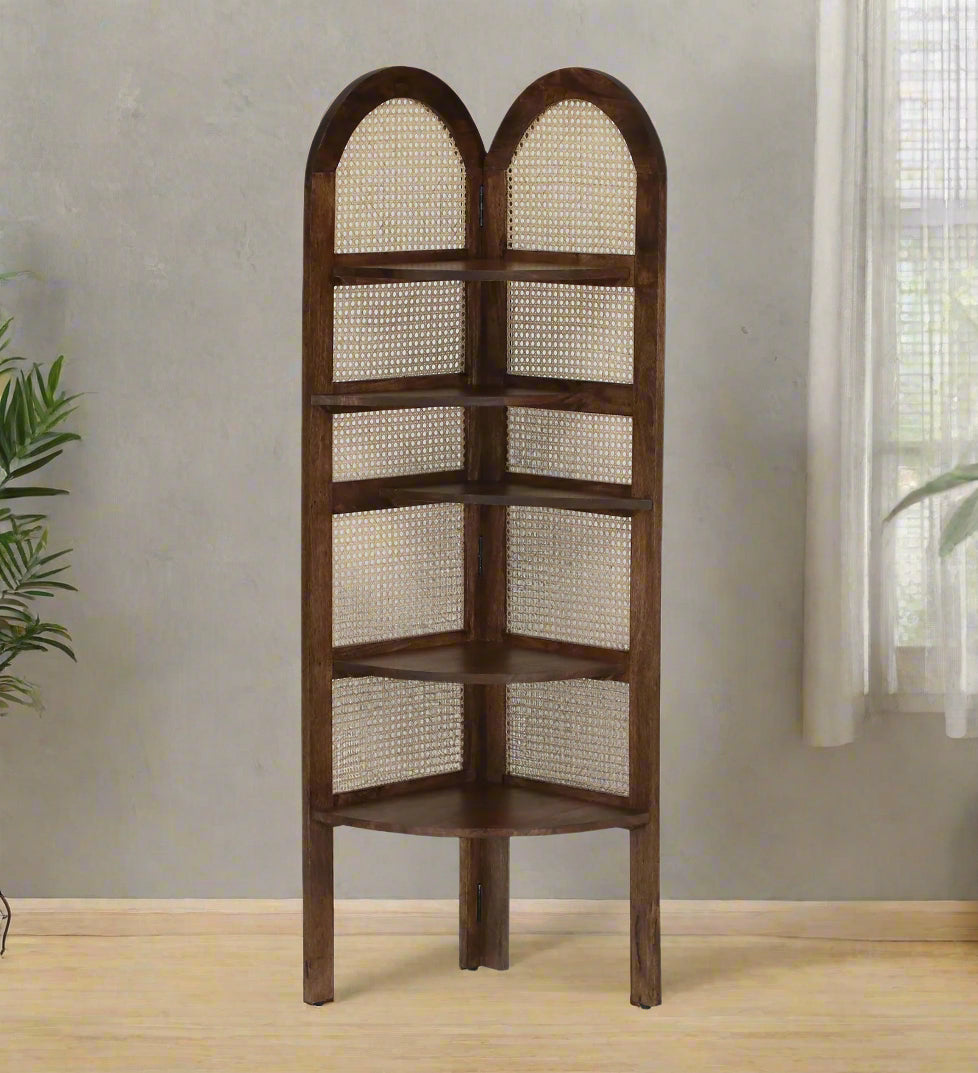 Baam Mango Wood Display Shelf In Rustic Teak Finish
