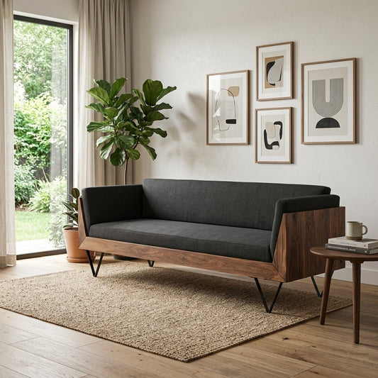 Orangetree Solid Wood 3 Seater Sofa & 2 Seater Sofa In Natural Teak Finish For Living Room #001
