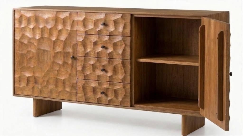 Tokshi Solid Wood 2 Door 4 Drawer Sidebaord Cabinet In Natural Finish