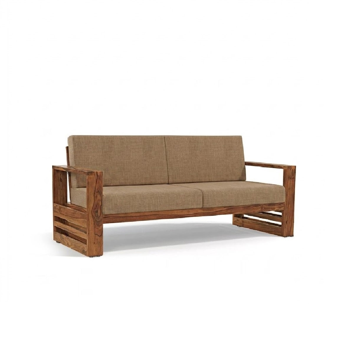Aspen Sheesham Solid Wood 5 Seater Sofa Set In Natural Teak Finish