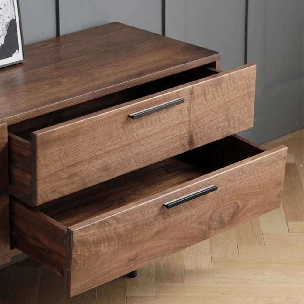 Solid Wood 4 Door 2 Drawer Tv Cabinet In Teak Finish for living room