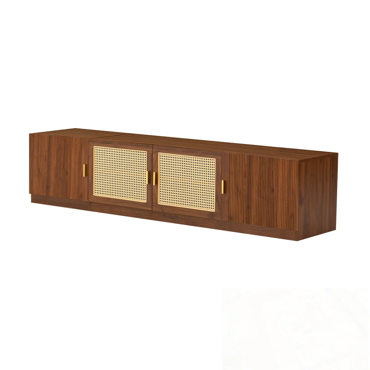 Solid Wood 4 Door Tv Cabinet In Teak Finish for living room