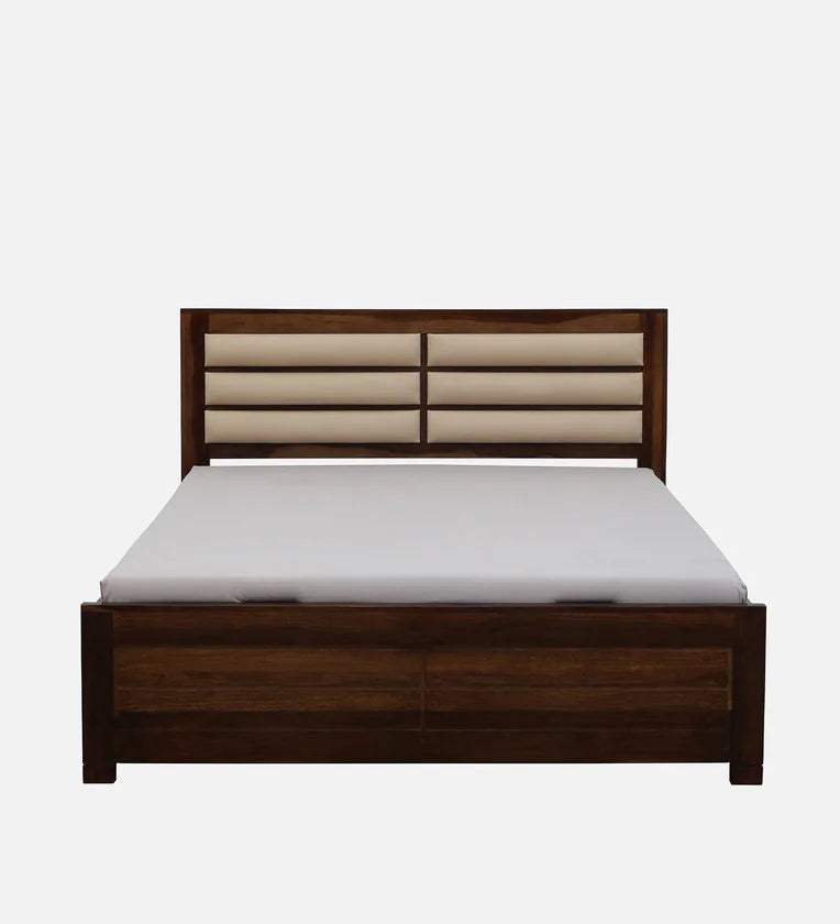 Demiwall Segur Sheesham Wood King Size Bed In Provincial Teak Finish With Padded Headboard Hydraulic Storage