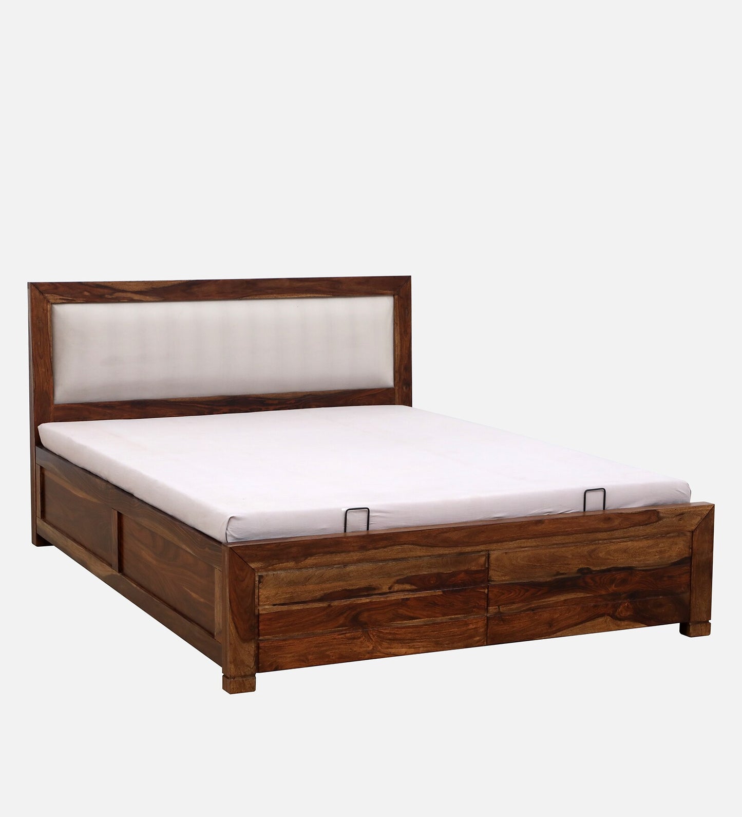 Demiwall Segur Sheesham Wood King & Queen Size Bed In Provincial Teak Finish With Hydraulic Storage