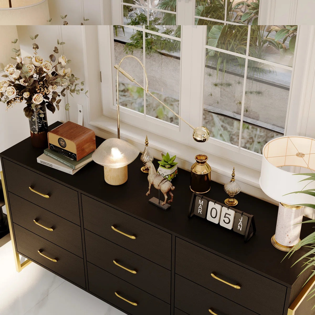 Solid Wood Chest Of Drawer | 9 Drawer Storage Unit | Black Finish