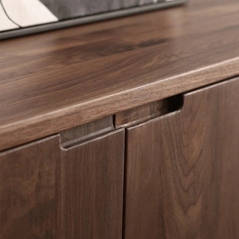 Sheesham Solid Wood 2 Door 2 Open Self 2 Drawer Tv Cabinet In Brown Teak Finish