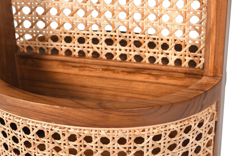 Demiwall Rattan Star End Table With Provincial Teak