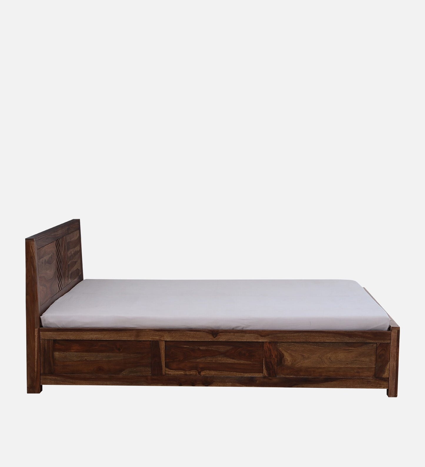 Demiwall Sheesham Wood King Size Bed In Rustic Teak Finish With Storage Box