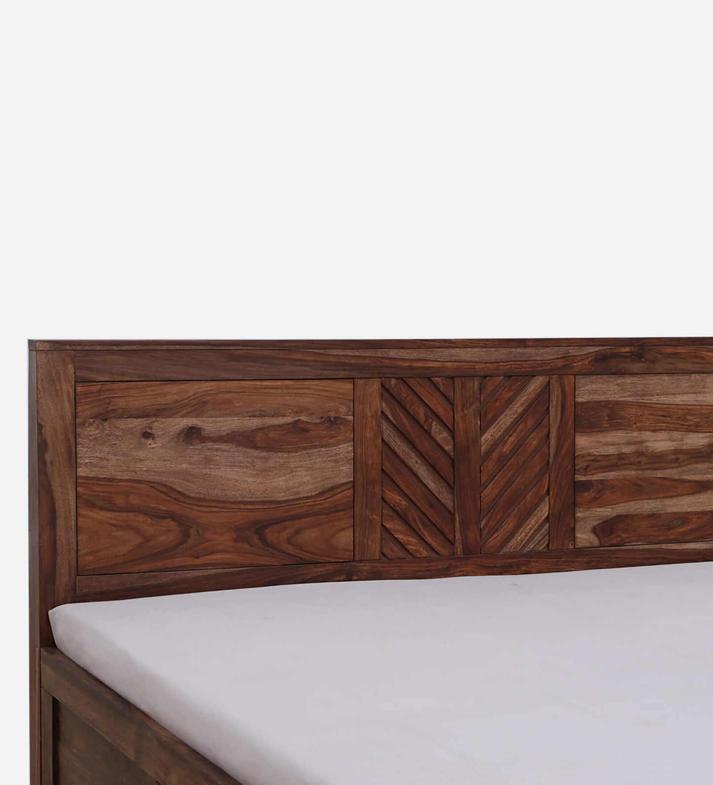 Demiwall Sheesham Wood King Size Bed In Rustic Teak Finish With Storage Box