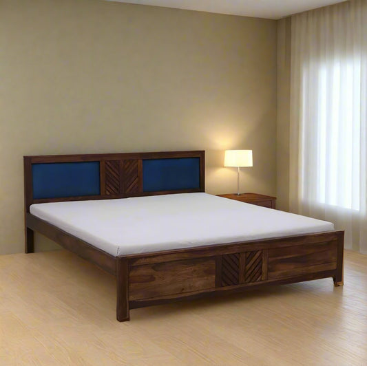 Demiwall Sheesham Wood Queen Size Bed In Provincial Teak Finish