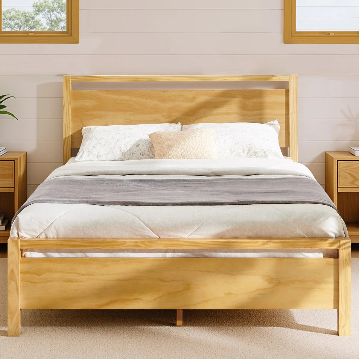 Solid Wood King Size Bed For Living Room