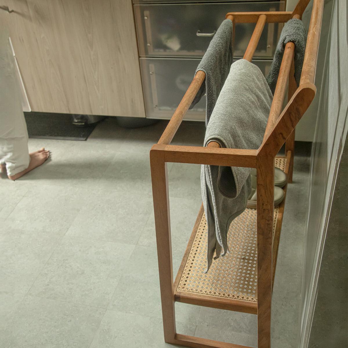 shoes Rank and Towel Holder Solid wood at the entrance of the living room...