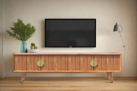 Pateri Solid Wood Large Tv Unit in Natural Finish