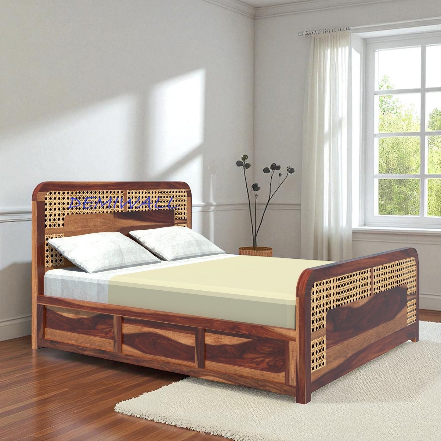 Royal Rattan Sheesham Wood King Size Box Storage Bed In Provincial Teak Finish