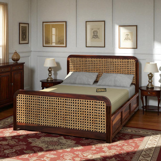 Royal Rattan Sheesham Wood King Size Box Storage Bed In Provincial Teak Finish