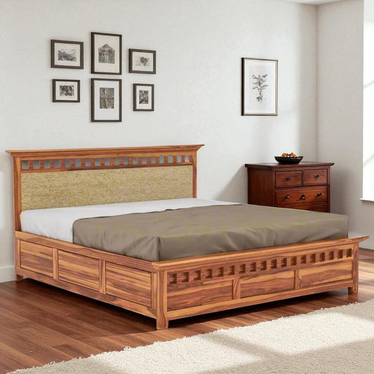 Ows King Size hydraulic bed with storage In Natural Finish For Bedroom Furniture
