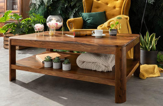 Segur Solid Wood Coffee Table In Provincial Teak Finish For Living Room #008