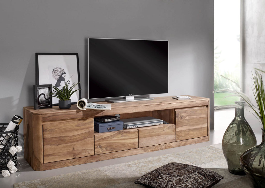 Segur Solid Wood Tv-Unit In Netural Teak Finish For Living Room Furniture