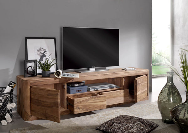 Segur Solid Wood Tv-Unit In Netural Teak Finish For Living Room Furniture