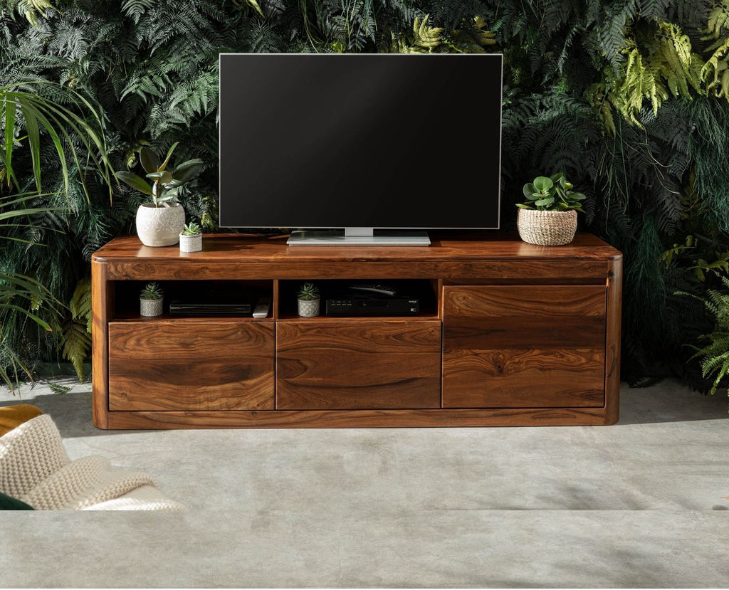 Segur Solid Wood Tv-Unit In Natural Teak Finish For Living Room Furniture