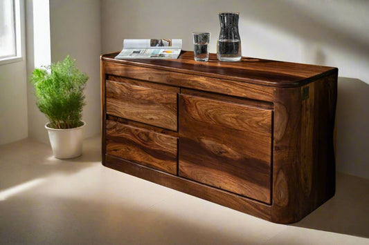 Segure Solid Wood Sideboard In Natural Teak For Living Room Furniture