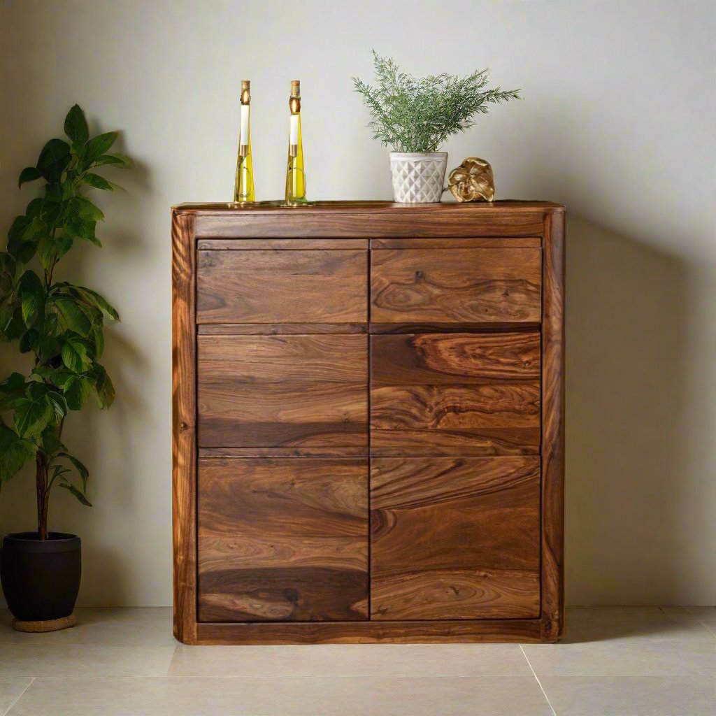 Segure Solid Wood Bookcase In Natural Teak Finish For Study Room Furniture