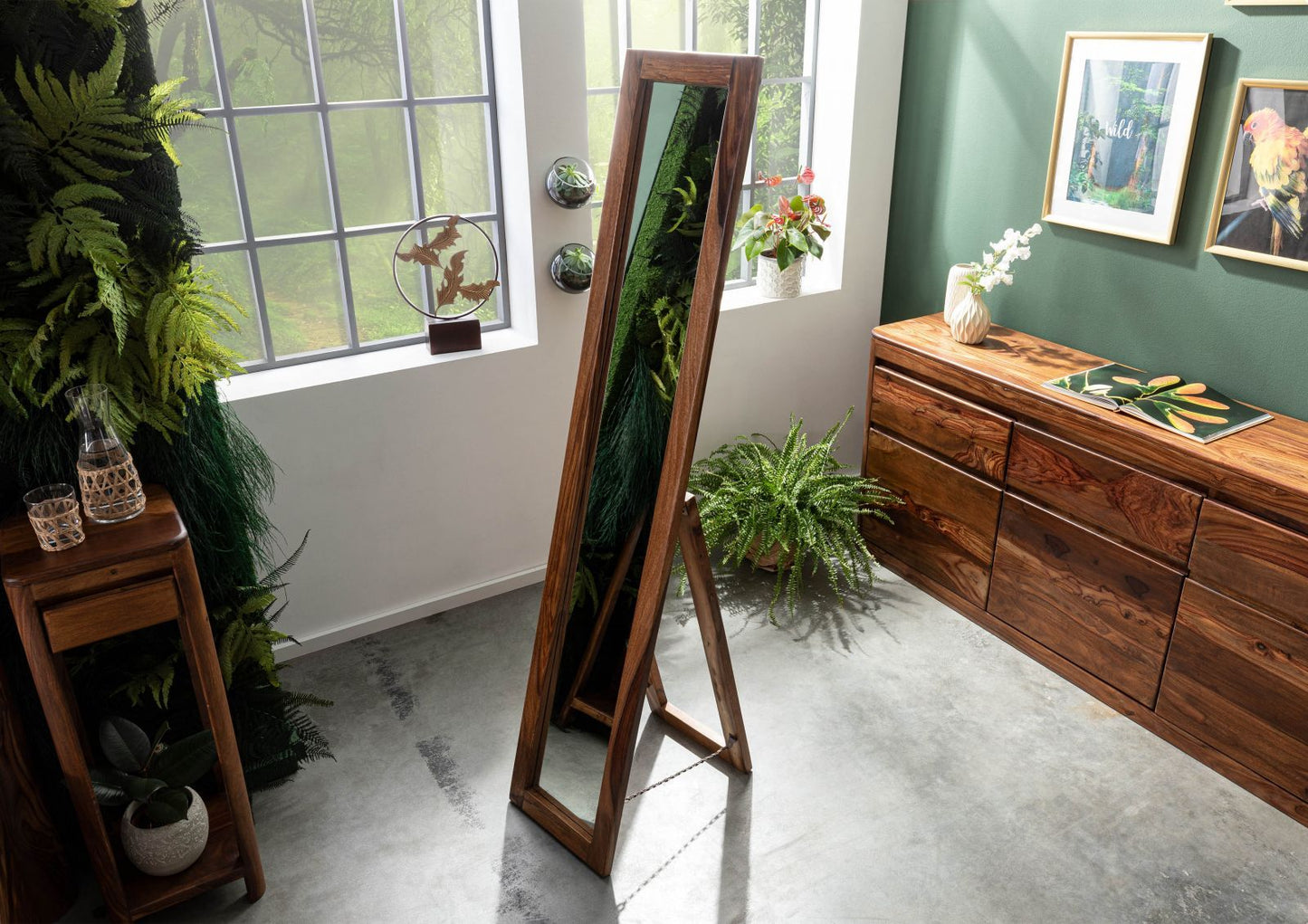 Segur Solid Wood Mirror In Provincial Teak Finish For Living Room Furniture