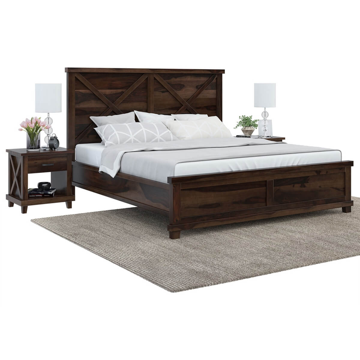 Royal Place Sheesham Wood King Size Bed For Bedroom Furniture