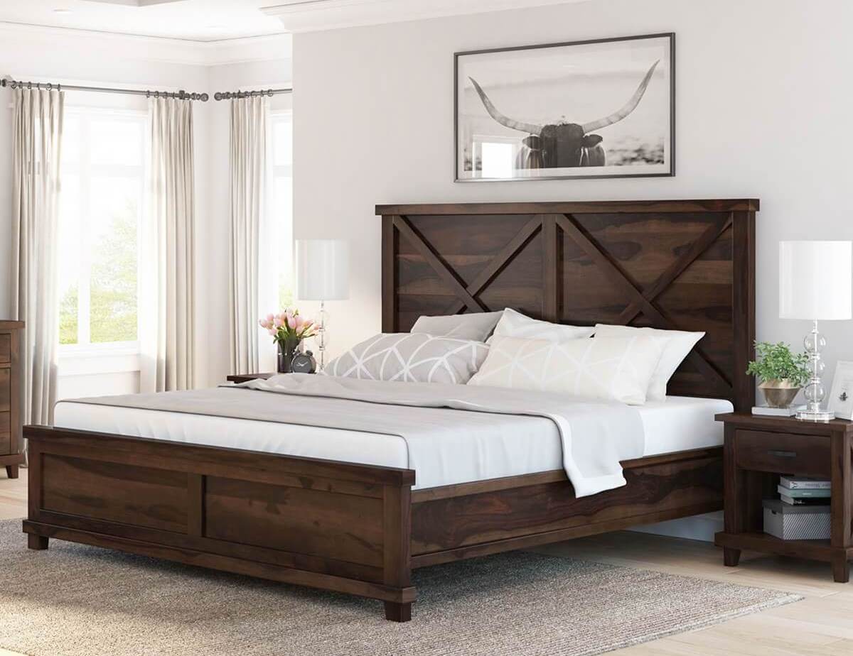 Royal Place Sheesham Wood King Size Bed For Bedroom Furniture