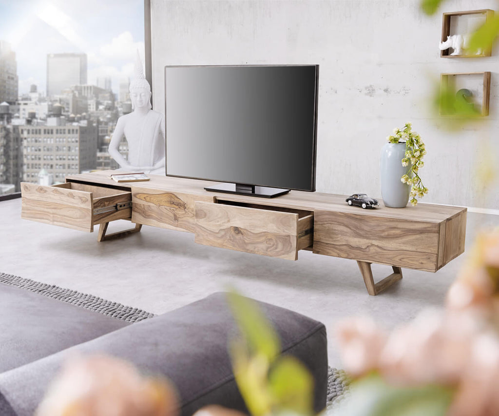 Erik Solid Wood Tv-Unit in Netural Finish For Living Room