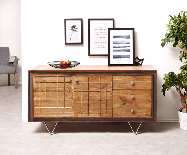 Abel Solid Wood Sideboard in Netural Finish For Living Room