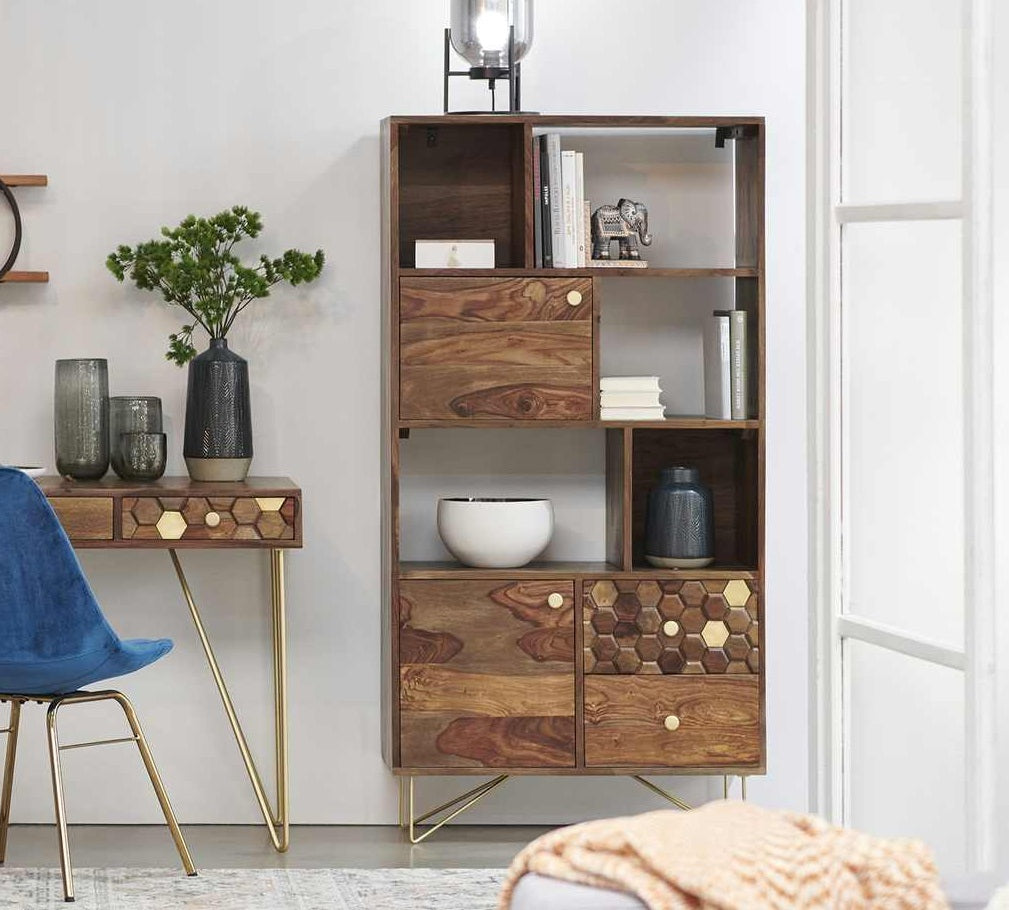 Lija Sheesham Wood Wardrobe For Living Room Furniture