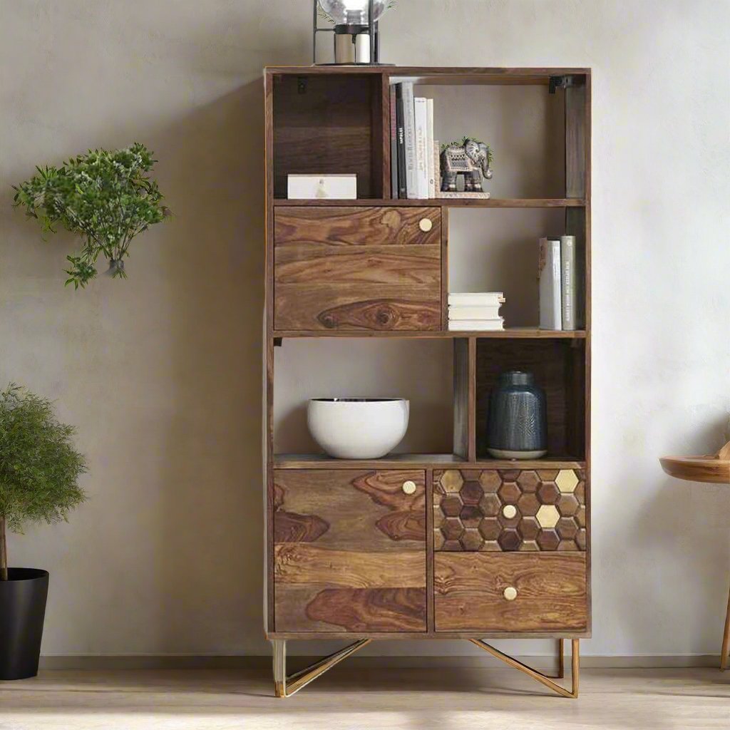 Lija Sheesham Wood Wardrobe For Living Room Furniture