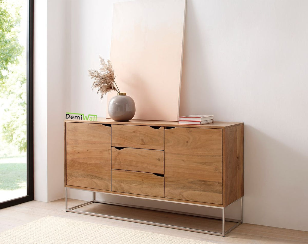 Alex Solid Wood Sideboard in Netural Finish For Living Room