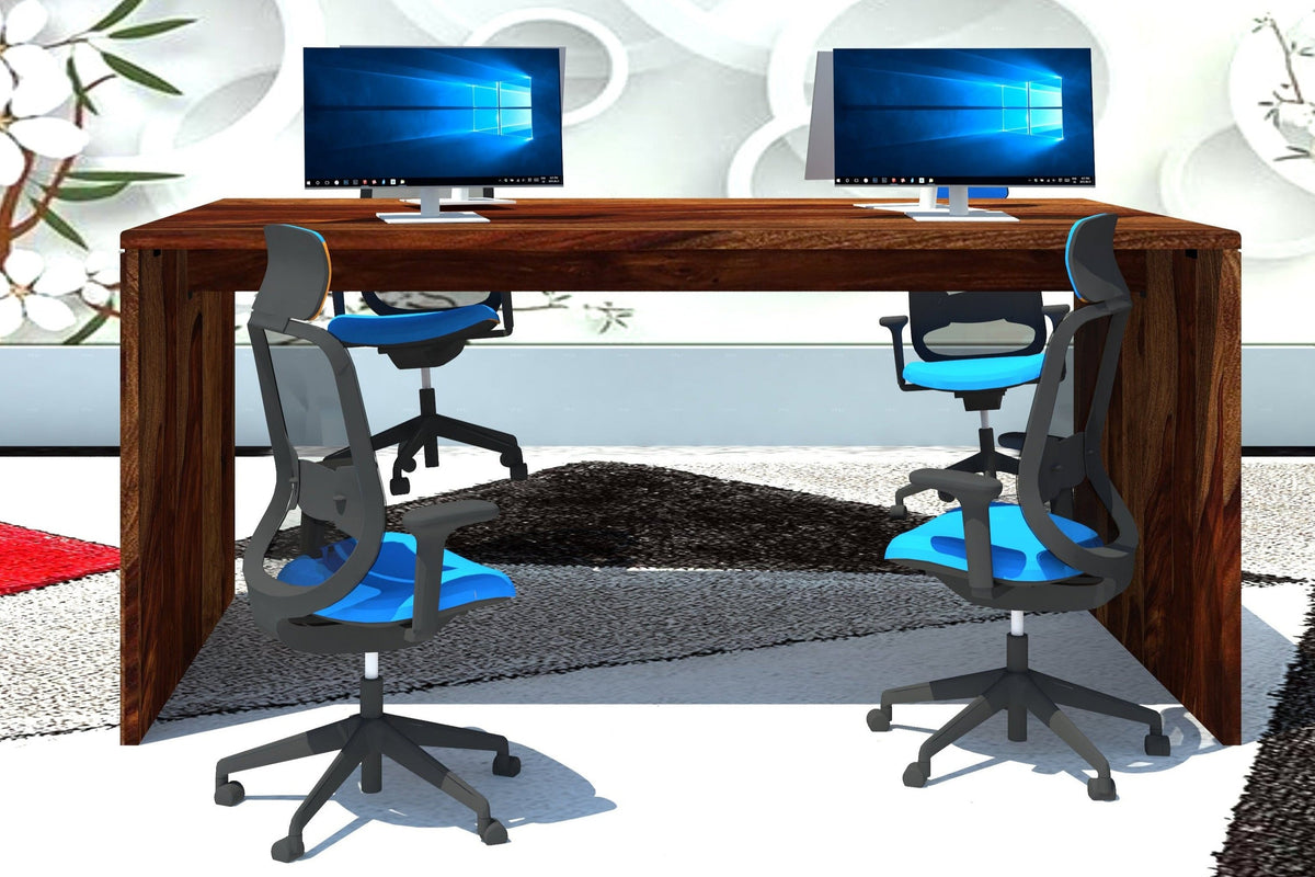 Study Table Without Rack Avain Solid Wood Large Study Table Without Storage In Provincial Teak ...