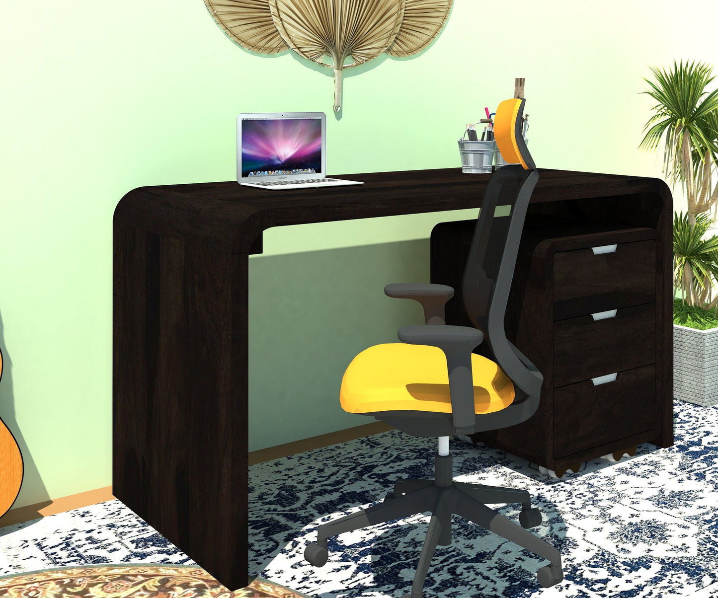 reto sheesham wood large study table in honey finish for study room furniture (not chair)