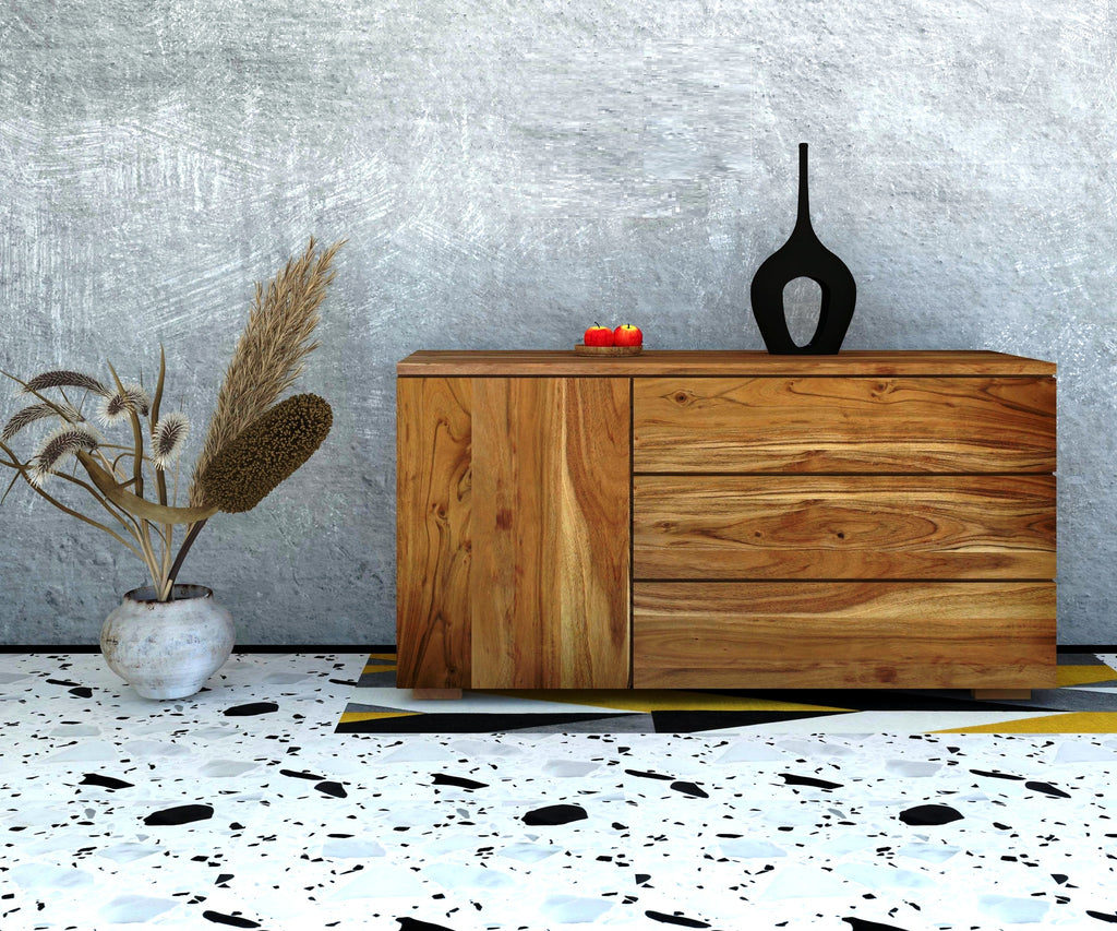 Riwa Solid Wood Sideboard In Netural Teak For Living Room Furniture