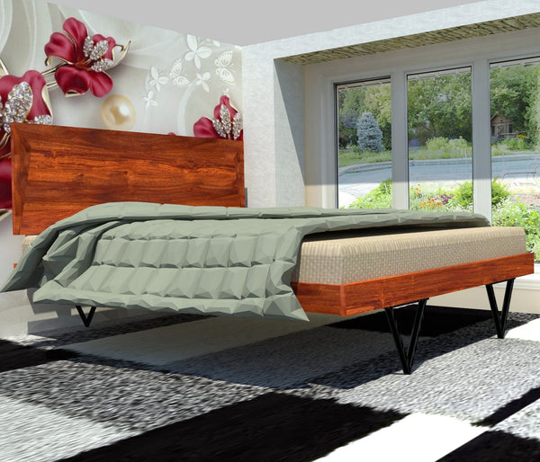 Haida Sheesham Wood King Size Bed In Honey Oak Finish