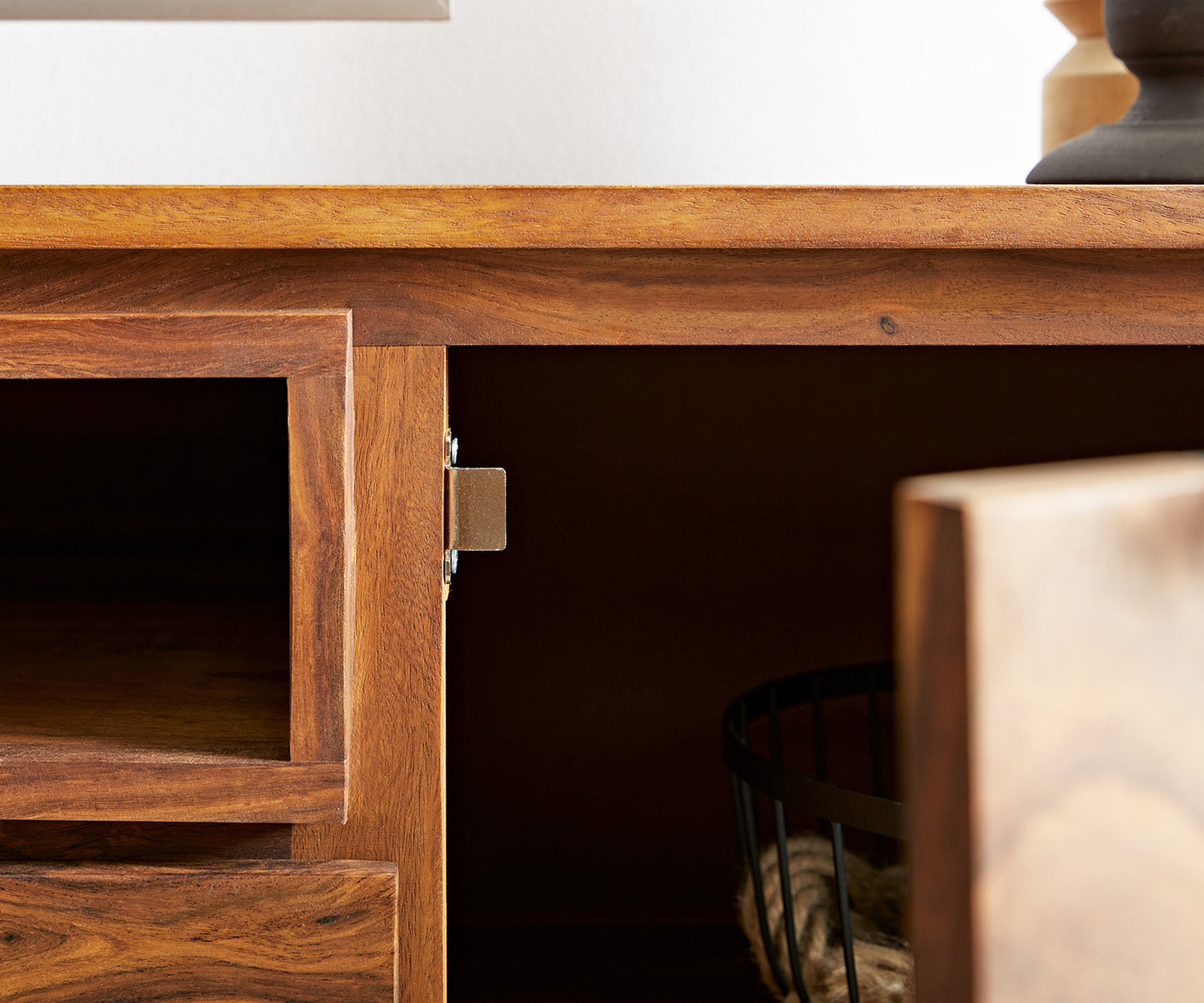 TV unit with two doors and two drawer made of solid sheesham wood