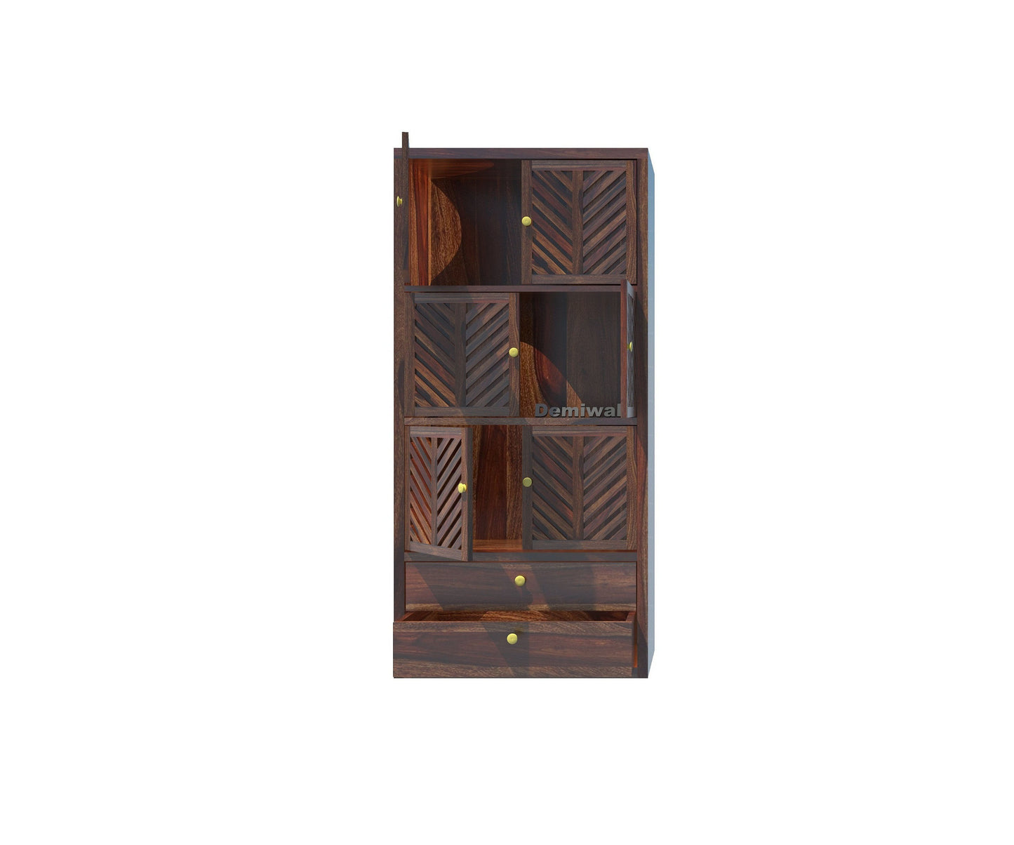 Carve Solid Wood Book Shelf in Provincial Teak Finish