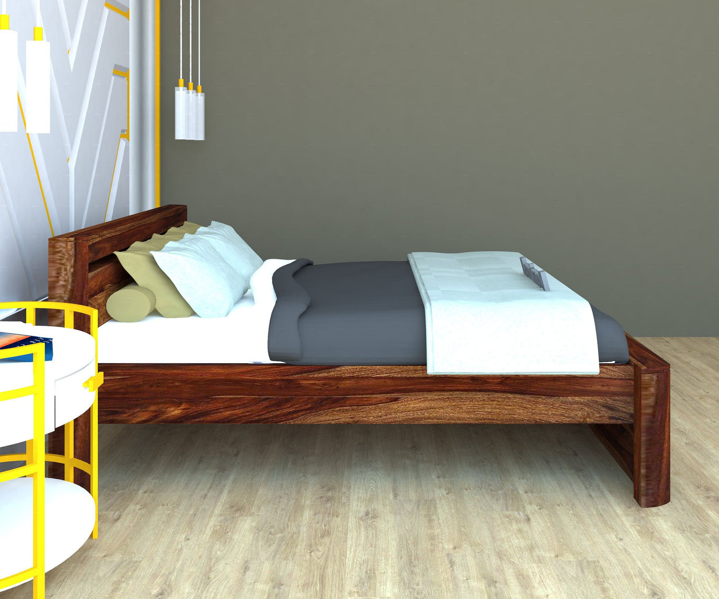 Segur Solid Wood Queen Size Bed Provincial Teak Finish
