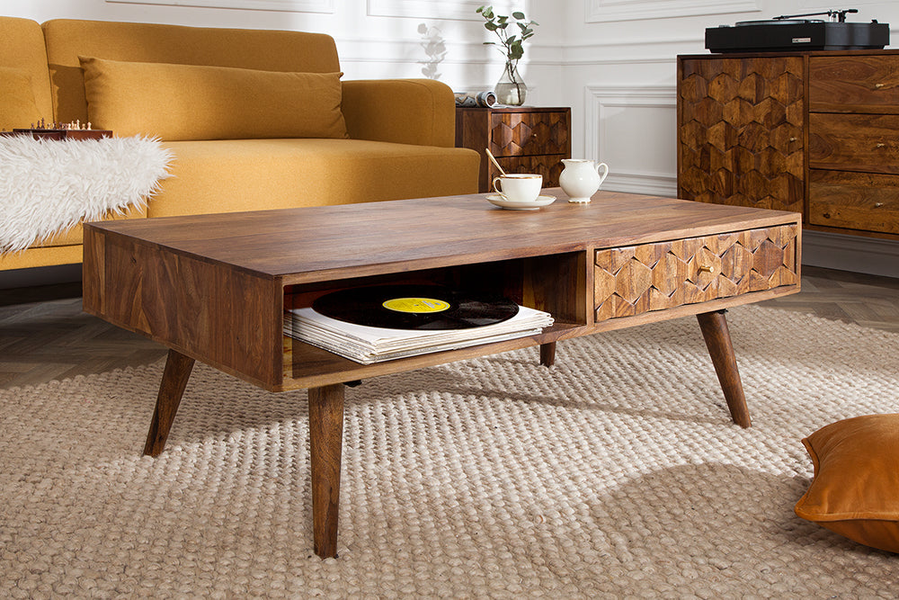 Reto Sheesham Wood Coffee Table For Living Room Furniture #025