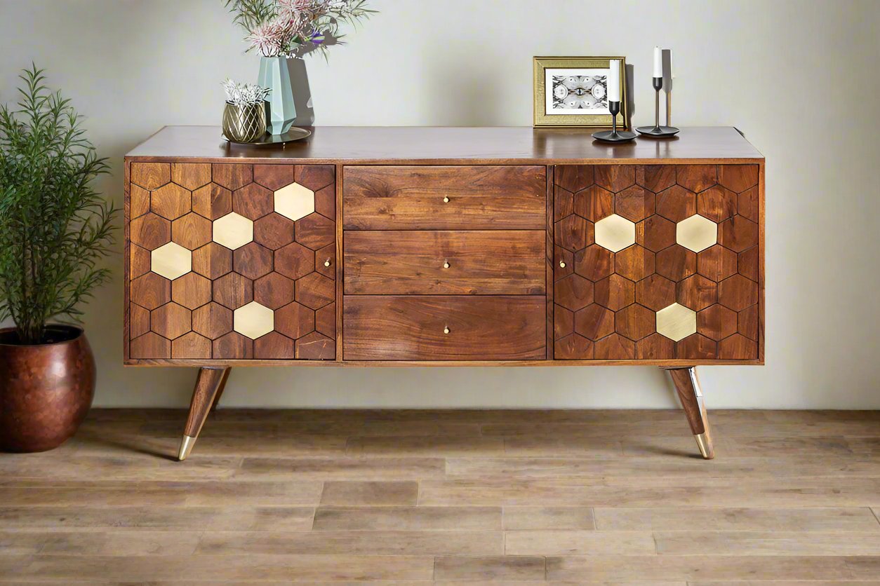 Ows Solid Wood Sideboard In Honey Oak For Living Room Furniture